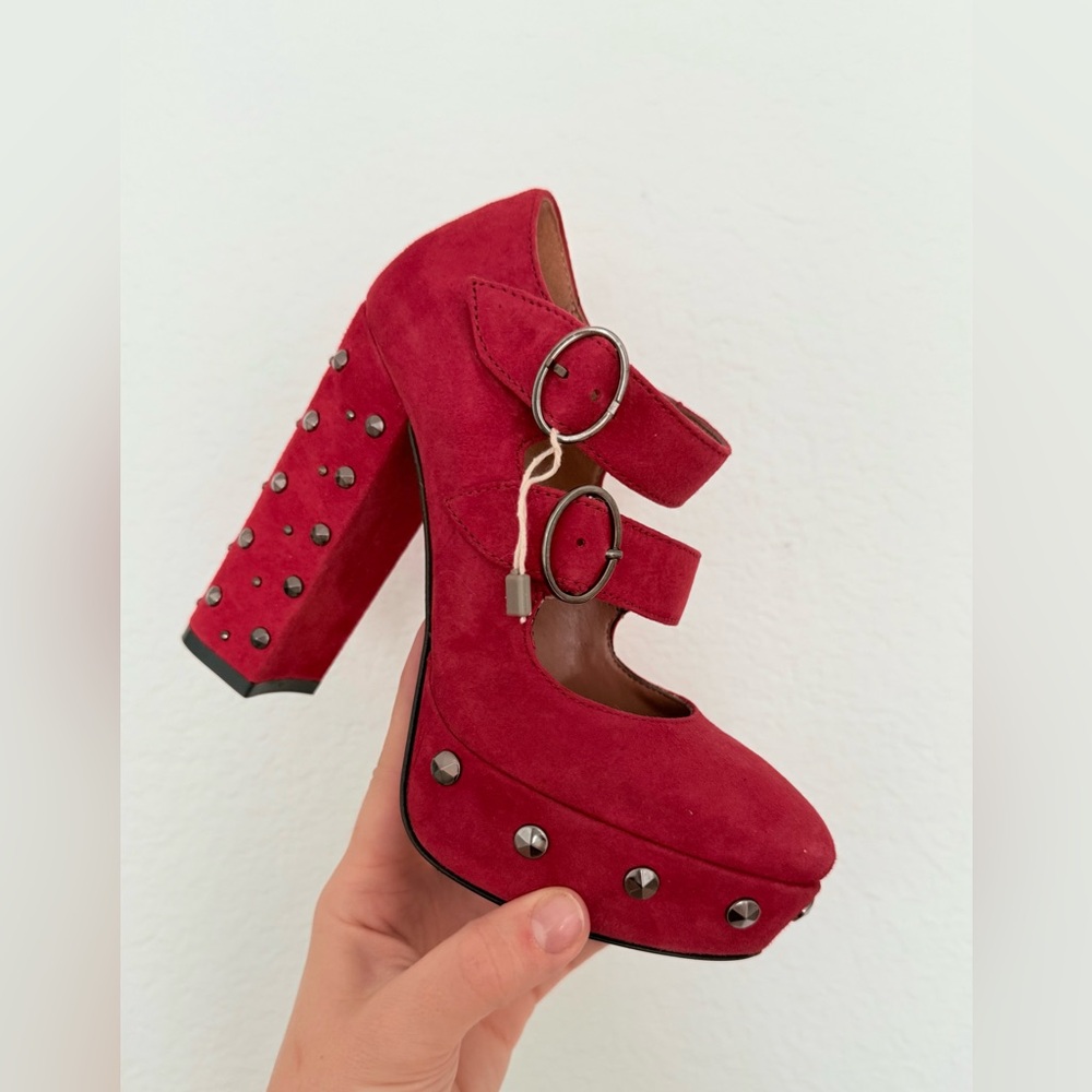 Formentini Stylish Red Suede Platform Heels Sz 36 - Picture 5 of 6